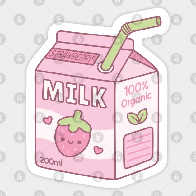 Cute Strawberry Milk Carton Box Strawberry Milk Sticker